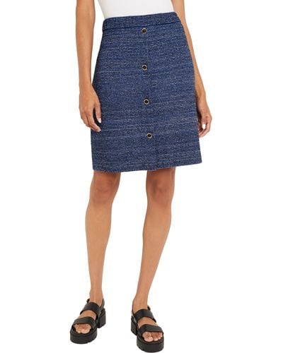 Misook Shimmer Tweed Skirt - Blue