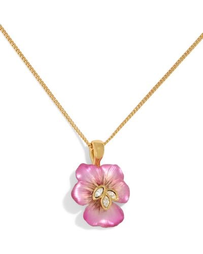 Alexis Pansy Lucite Flower Pendant Necklace - Pink
