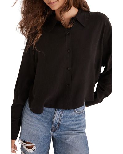 Madewell Lusterweave Hartfield Crop Shirt - Black