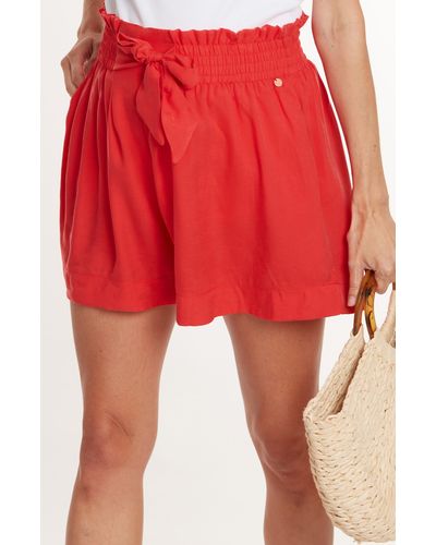 Cache Coeur Nubie Smocked Twill Maternity Shorts - Red