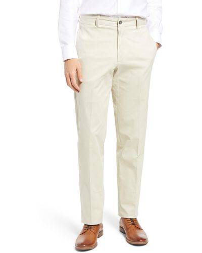 Berle Charleston Khakis Flat Front Cotton Stretch Twill Dress Pants - Natural