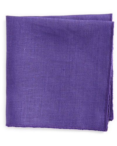CLIFTON WILSON Solid Linen Pocket Square - Purple