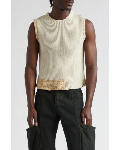 Eckhaus Latta Cinder Cotton Blend Sweater Tank - Natural