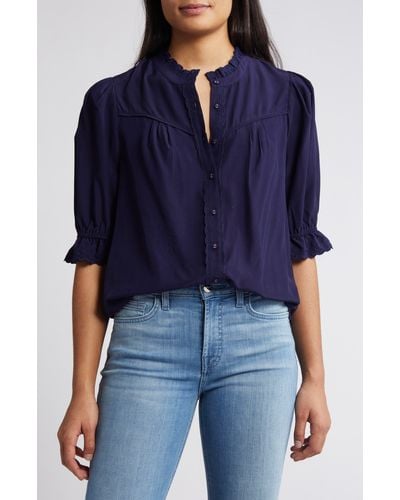 Wit & Wisdom Eyelet Accent Top - Blue