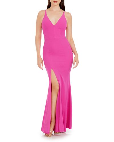Dress the Population Iris Slit Crepe Gown - Pink