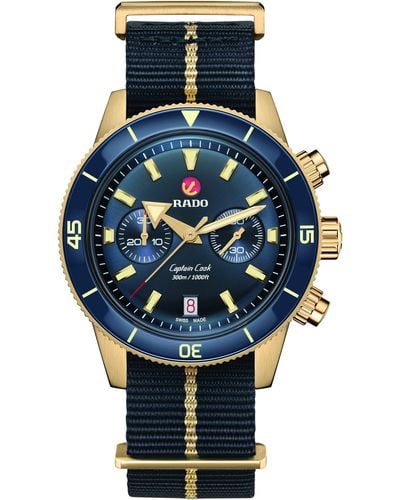 Rado Capitan Cook Automatic Chronograph Webbing Strap Watch - Blue