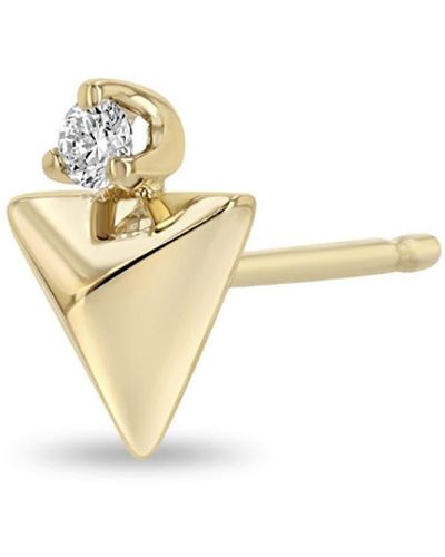 Zoe Chicco Small Diamond Triangle Single Stud Earring - Metallic