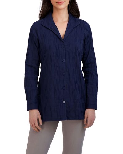 Foxcroft Pandora Button-up Tunic - Blue