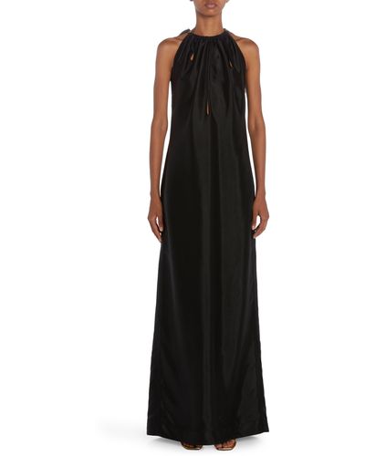 Bottega Veneta Knot Detail Fluid Twill Dress - Black