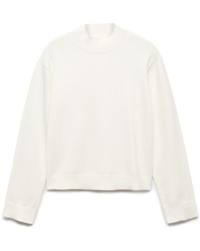 Mango Perkins Mock Neck Sweater - White