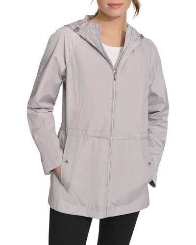 Cole Haan Travel Packable Hooded Rain Jacket - White