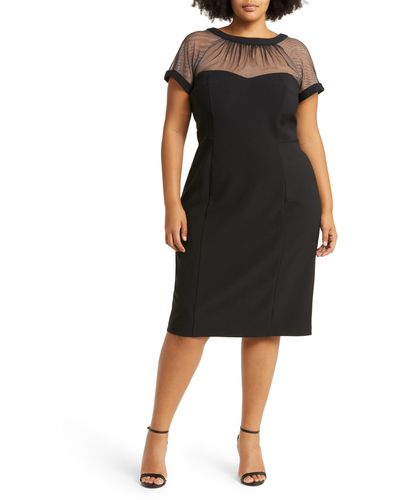 Maggy London Illusion Yoke Crepe Cocktail Dress - Black