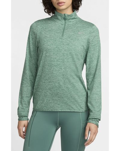 Nike Dri-fit Swift Element Uv Quarter Zip Running Pullover - Green