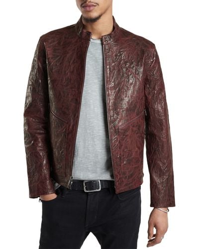John Varvatos Vicarage Textured Leather Zip-up Jacket - Brown