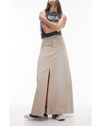 TOPSHOP Denim Maxi Skirt - Natural