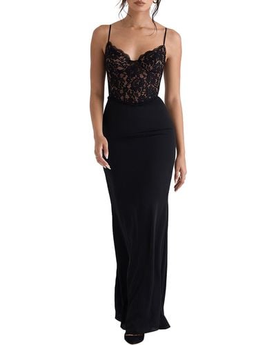 House Of Cb Cara Corset Illusion Lace Underwire Cocktail Dress - Black