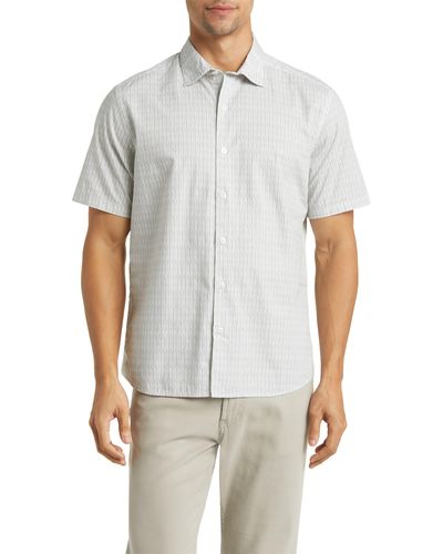 Robert Barakett Bass Stripe Short Sleeve Button-up Shirt - White