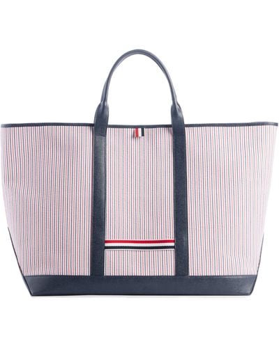 Thom Browne Large Tool Canvas & Leather Tote - Multicolor