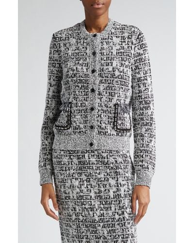Givenchy Chain Pocket Detail Tweed Cardigan - Gray