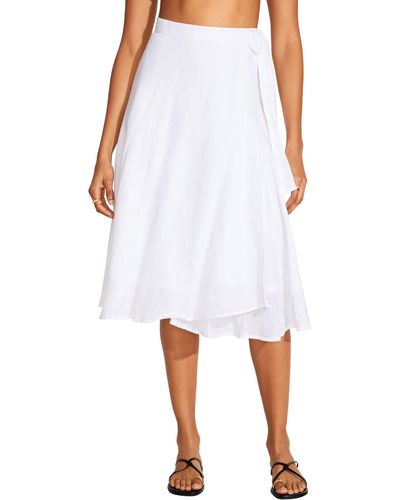 Vitamin A Vitamin A Lana Linen Cover-up Wrap Midi Skirt - White