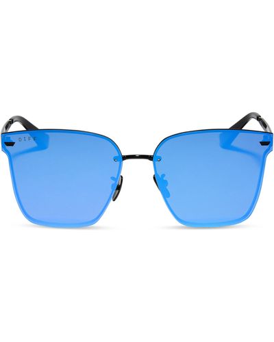 DIFF Bella V 63mm Polarized Oversize Square Sunglasses - Blue