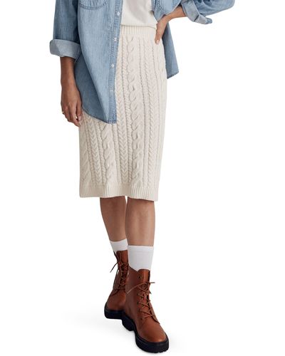 Madewell Cable Stitch Midi Sweater Skirt - Blue