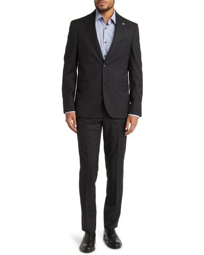 Ted Baker Roger Extra Slim Fit Tonal Plaid Wool Suit - Black