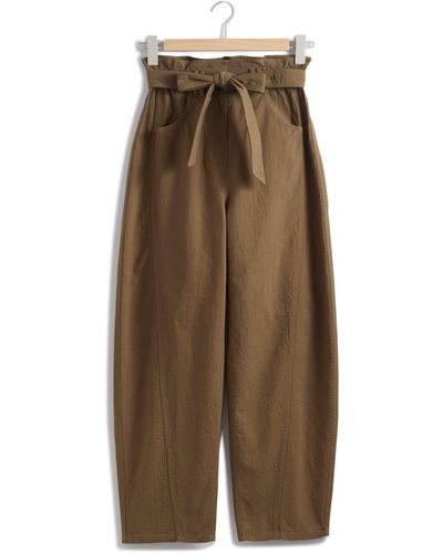 & Other Stories & Belted Wide Leg Ankle Pants - Natural