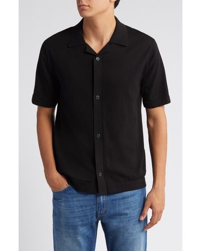 Closed Knit Button-up Shirt - Black