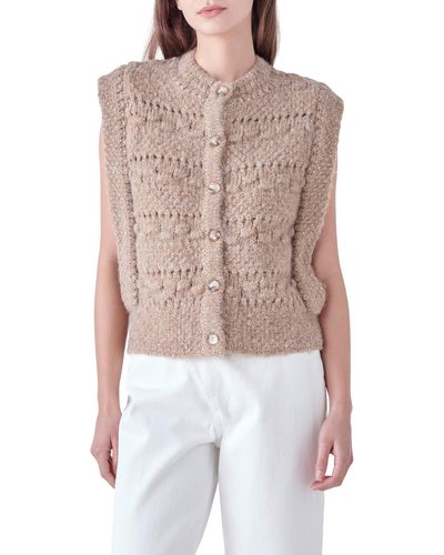 English Factory Textured Sweater Vest - Brown