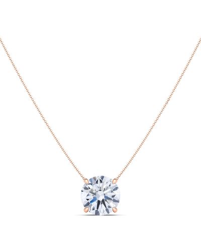 HauteCarat Round Brilliant Lab Created Diamond Pendant Necklace - Blue