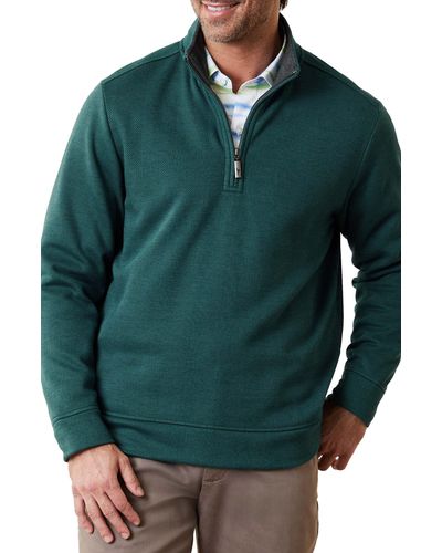 Tommy Bahama New Castle Chevron Quarter Zip Pullover Sweater - Green
