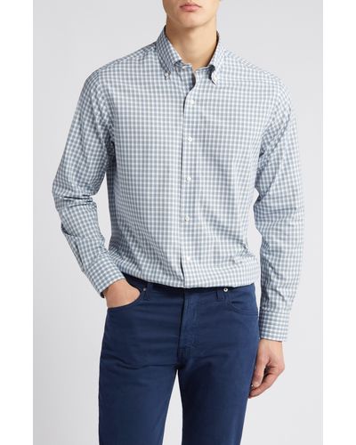 Peter Millar Crown Crafted Cole Check Performance Button-down Shirt - Blue