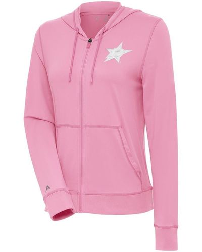 Antigua Dallas Stars White Logo Advance Full-zip Hoodie At Nordstrom - Pink