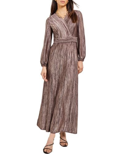 Misook Long Sleeve Sweater Dress - Brown
