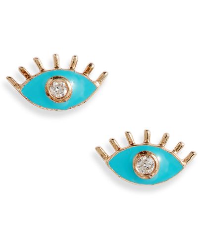 Anzie X Mel Soldera Evil Eye Stud Earrings - Blue