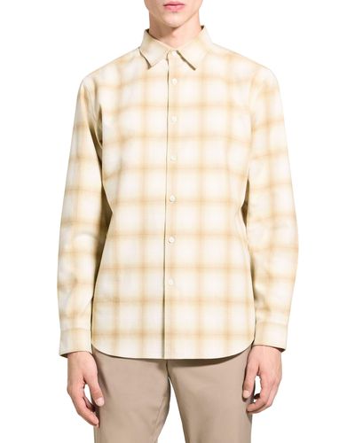 Theory Irving Fade Flannel Shirt - Natural