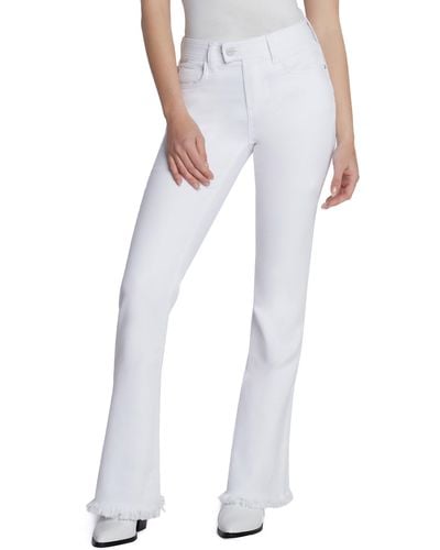 HINT OF BLU Super Fringe High Waist Flare Jeans - White