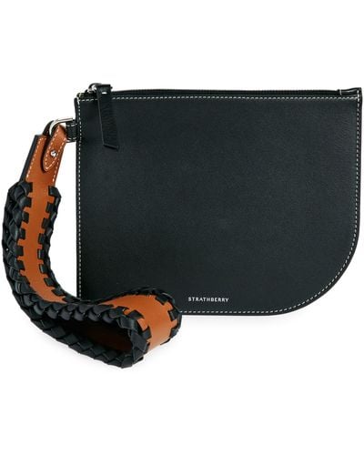 Strathberry X Collagerie Leather Wristlet Pouch - Black