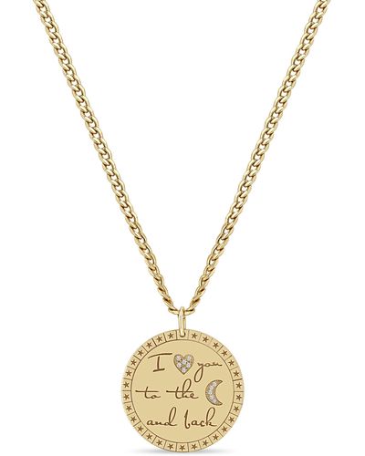 Zoe Chicco 14k Gold Diamond Mantra Pendant Necklace - Metallic