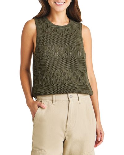 Splendid Celine Open Stitch Sleeveless Sweater - Green