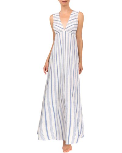 EVERYDAY RITUAL Amelia Stripe Cotton Nightgown - White