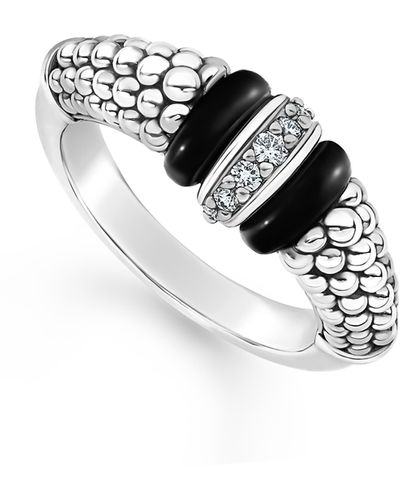 Lagos Caviar Diamond Small Link Ring At Nordstrom - Black