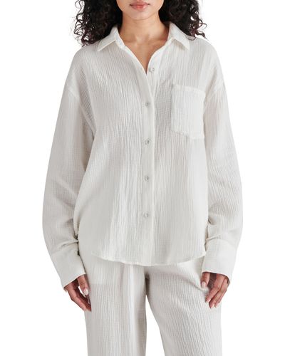 Steve Madden Juna Cotton Gauze Button-up Shirt - White
