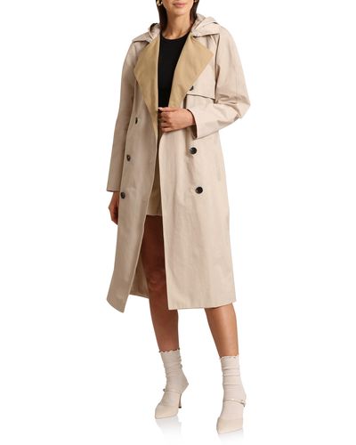 Avec Les Filles Two-tone Belted Trench Coat - Natural