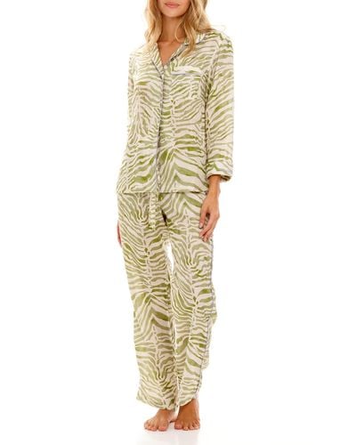 The Lazy Poet Emma Olive Zebra Linen Pajamas - Metallic