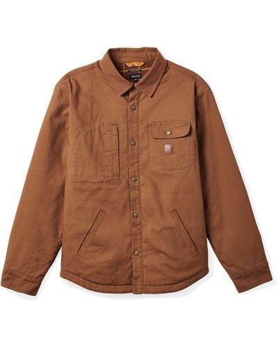 Brixton Builders Plaid Lining Cotton Blend Shirt Jacket - Brown