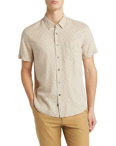 Rails Carson Geo Print Short Sleeve Linen Blend Button-up Shirt - Natural