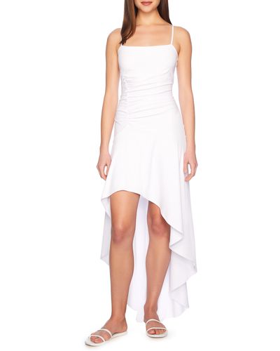 Susana Monaco String Ruched High-low Midi Dress - White