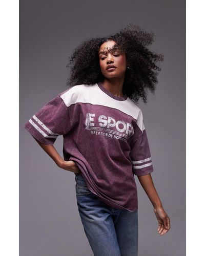 TOPSHOP Le Sports Oversize Colorblock Graphic T-shirt - Red